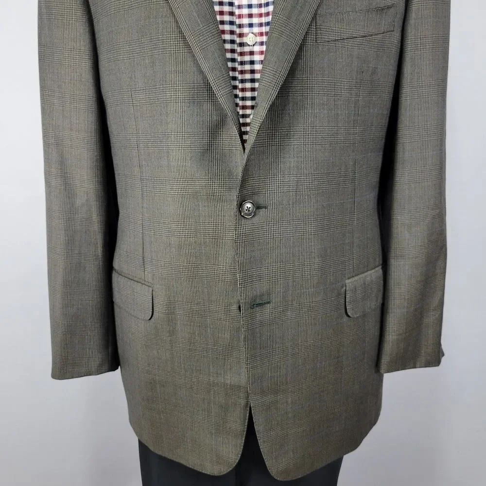 Ermenegildo Zegna Trofeo Men's Sport Coat Blazer Two Button Brown‎ Plaid 44L
